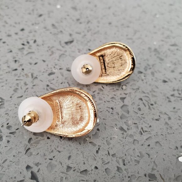 Signed Richelieu Faux Pearl and Clear Baguette Rhinestone Earrings - Picture 9 of 9